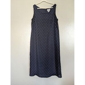 K‎ & Company Woman Navy Polka Dot Sleeveless Lined Shift Dress Plus Size 18W